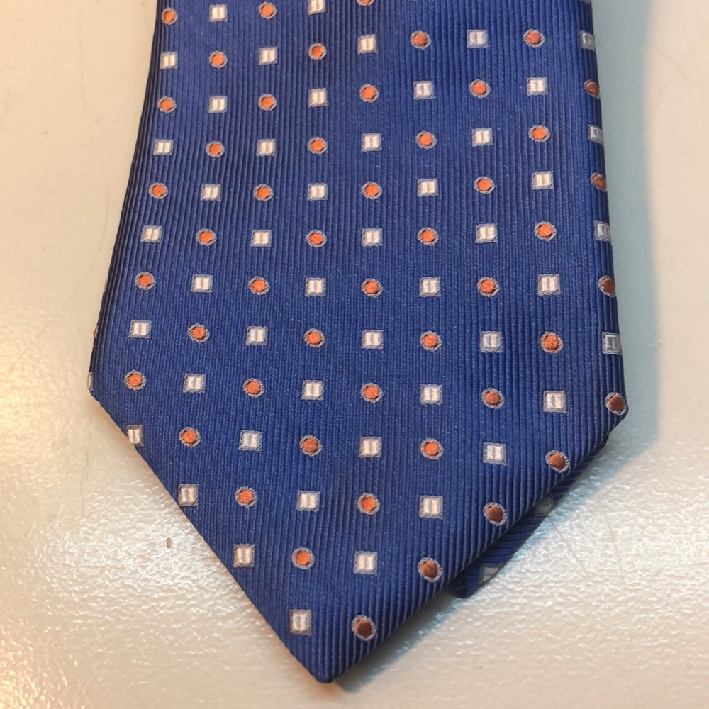 Nordstrom 100% Silk Tie Blue, Light Gray & Orange